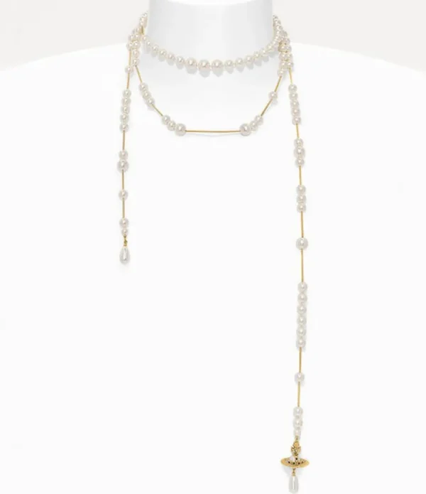 Women Vivienne Westwood Necklaces-Broken Pearl Necklace