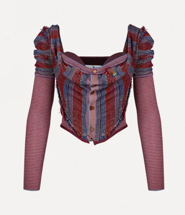 Women Vivienne Westwood Knitwear-Broken Stitch Corset Cardi