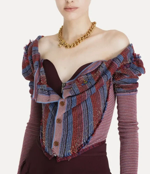 Women Vivienne Westwood Knitwear-Broken Stitch Corset Cardi