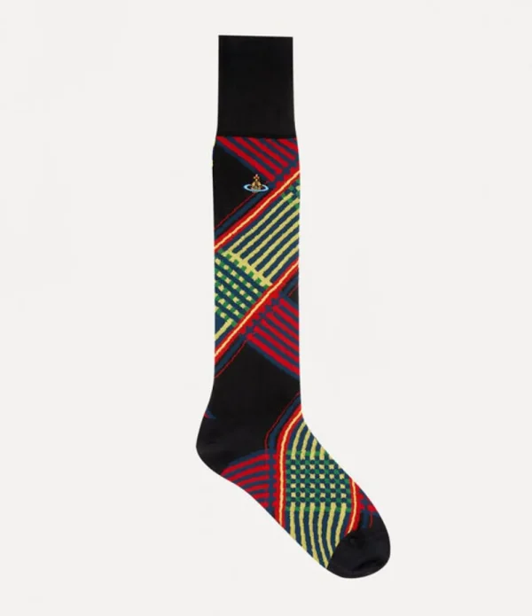 Men Vivienne Westwood Socks-Combat Tartan High Sock