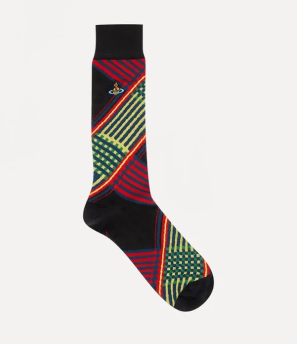 Men Vivienne Westwood Socks-Combat Tartan Sock