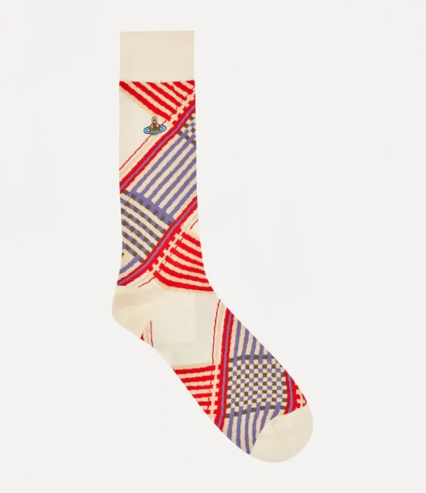 Men Vivienne Westwood Socks-Combat Tartan Sock