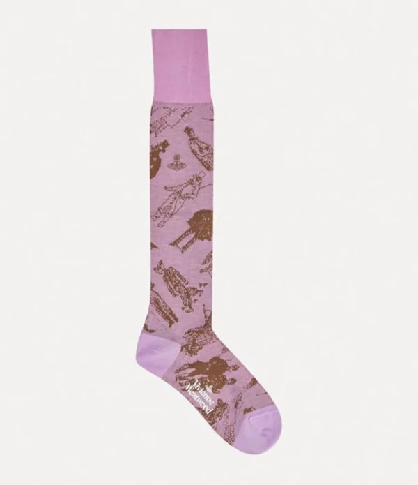 Men Vivienne Westwood Socks-Evolution Of Man High Sock