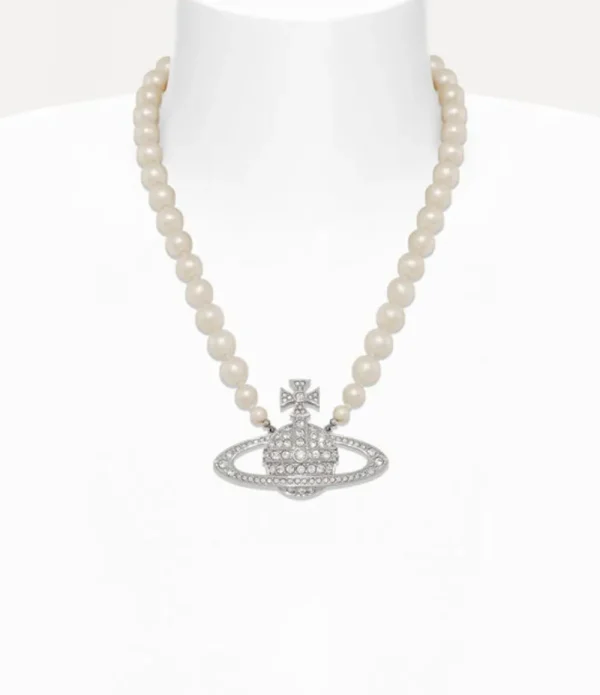 Men Vivienne Westwood Necklaces-Man. Bas Relief Pearl Necklace