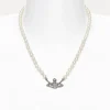 Men Vivienne Westwood Necklaces-Man. Mini Bas Relief Pearl Necklace