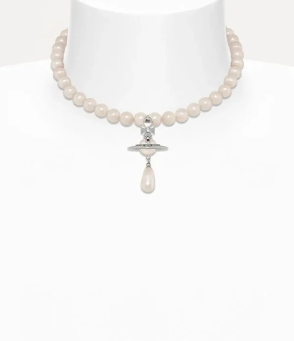 Women Vivienne Westwood Necklaces-One Row Pearl Drop Choker