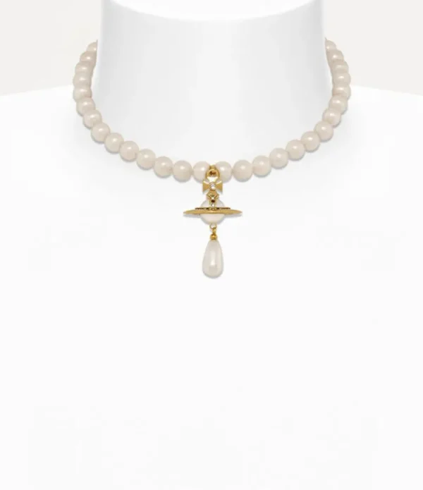 Women Vivienne Westwood Necklaces-One Row Pearl Drop Choker