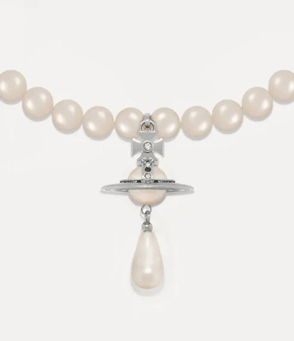 Women Vivienne Westwood Necklaces-One Row Pearl Drop Choker