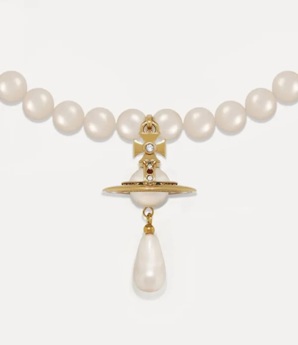 Women Vivienne Westwood Necklaces-One Row Pearl Drop Choker