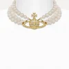 Women Vivienne Westwood Necklaces-Three Row Pearl Bas Relief Choker