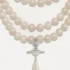 Women Vivienne Westwood Necklaces-Three Row Pearl Drop Choker