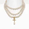Women Vivienne Westwood Necklaces-Three Row Pearl Drop Choker