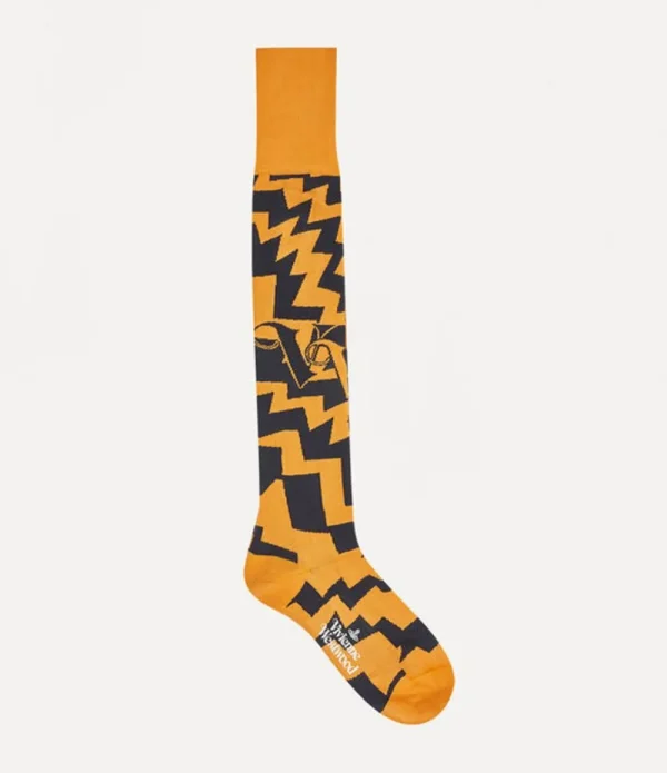 Men Vivienne Westwood Socks-Zig Zag High Sock
